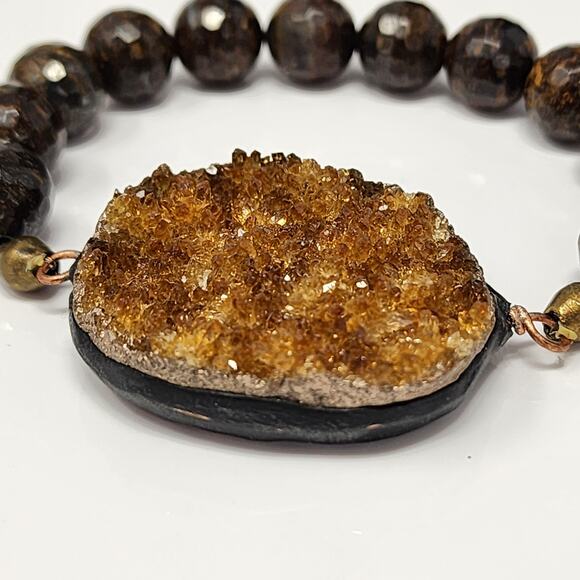 Genuine Agate Geode Boho Bracelet - Picture 1 of 5